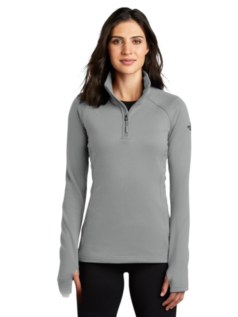 The North Face Ladies Mountain Peaks Gray 1/4-Zip Fleece Pullover Top L